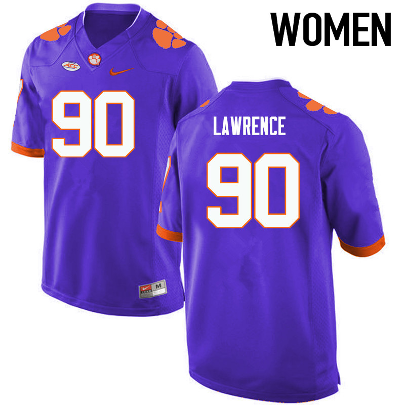 Women Clemson Tigers #90 Dexter Lawrence College Football Jerseys-Purple - Click Image to Close